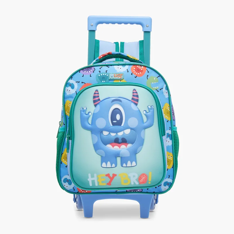 ماست MUST 3-Piece Monster Print Trolley Backpack Set - 27x10x31 cms